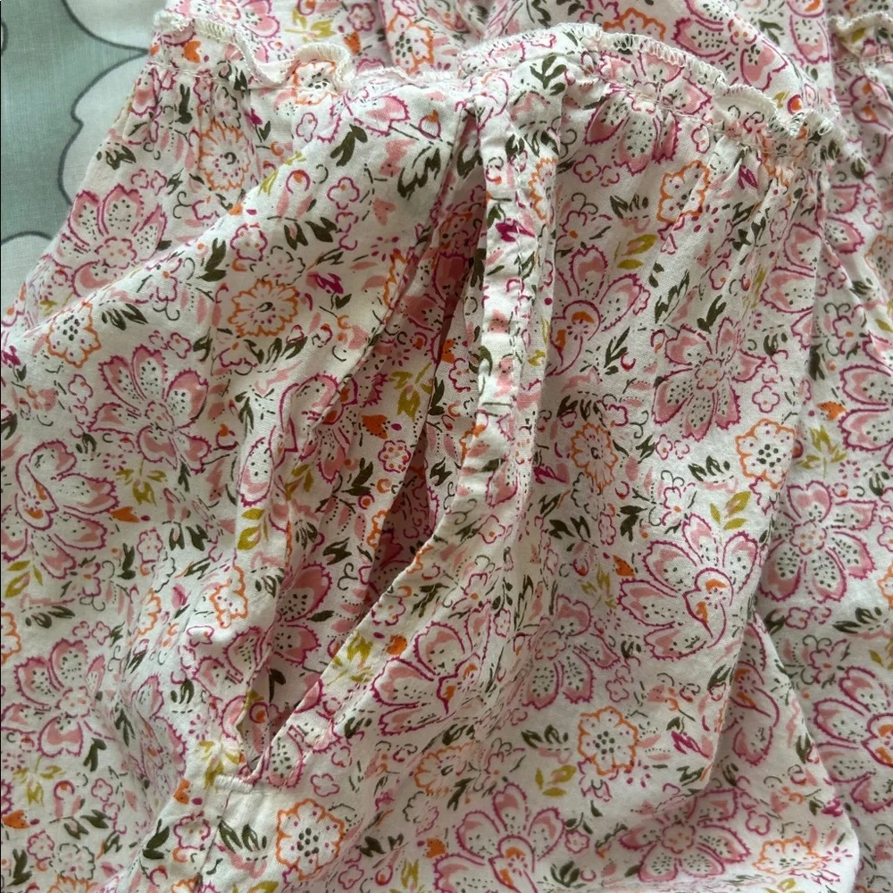 Sundance Pink Floral Nightgown Sleep Dress‎ Tiered Lace Trim Ruffle Cotton M
